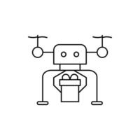 Robotic drone gift technology vector icon