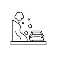 Landslip, car vector icon