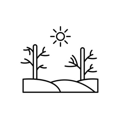 Drought, trees, sun vector icon