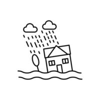Flooded house, water vector icon