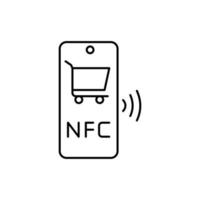 teléfono, nfc, compras carro vector icono