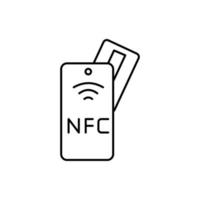 teléfono, tarjeta, nfc vector icono