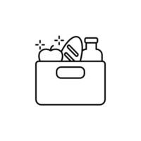 Donation box bread apple bottle vector icon