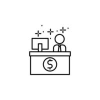 Computer table man dollar vector icon