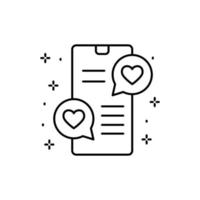 Smartphone, message, heart vector icon