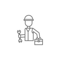 Industry flat, engineer, maintenance, man, repair technician worker vector icon