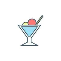 ice cream in saucer colored dusk style vector icon