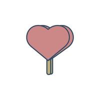 ice cream in heart on stick colored dusk style vector icon