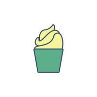 ice cream in glass colored dusk style vector icon