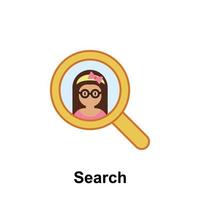 search, female color vector icon