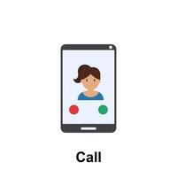 call, smartphone, female color vector icon