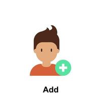 add friend, male color vector icon