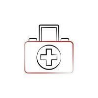 Firefighter, first aid kit two color vector icon