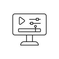 Computer, play, film vector icon