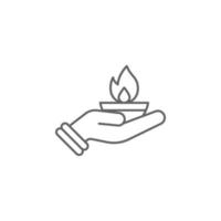 Diwali, hand, candle vector icon