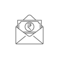 Diwali, rupee, money, envelope vector icon