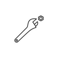 adjustable wrench outline vector icon