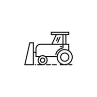 tractor with bucket outline vector icon