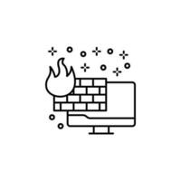 Computer firewall protect vector icon