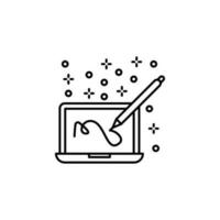 Computer laptop pen vector icon