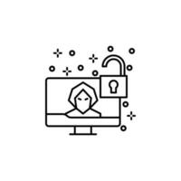 Computer hacker lock vector icon