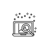 Computer statistics search laptop vector icon
