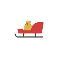 Christmas sled with gifts 2 colored line vector icon