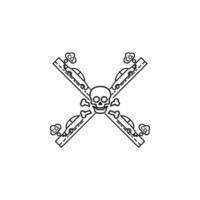 Skull, cars, harmful gases vector icon