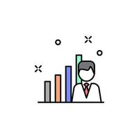 career growth chart colored vector icon