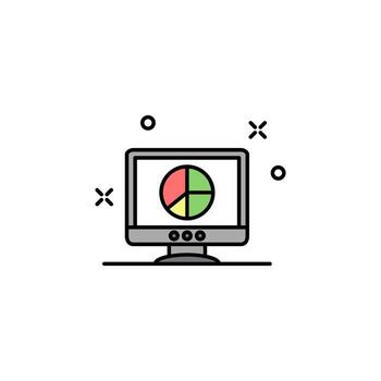 computer pie chart colored vector icon