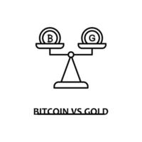 bitcoin vs gold vector icon