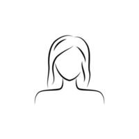 femenino, cabeza, perfil, belleza mano dibujado vector icono