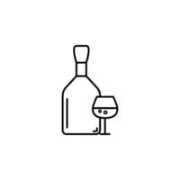 bottle and glass of cognac vector icon