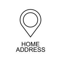 home address in pin line vector icon