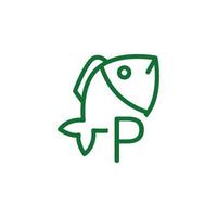 vitamina, pescado verde vector icono