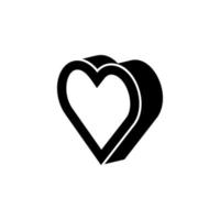 corazón 3d, plano vector icono