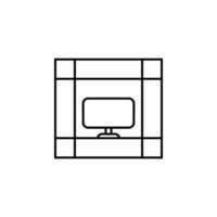 bookshelf with tv vector icon