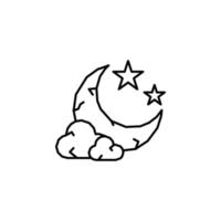 luna, nube, estrellas vector icono