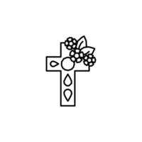 cruz, flores, plantas vector icono