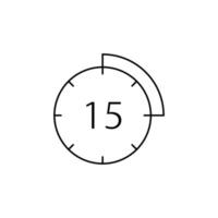 15 minuto, reloj, hora vector icono