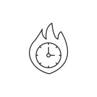 tiempo, fuego, reloj vector icono