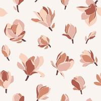 Seamless pattern with blooming magnolia buds, vector. vector