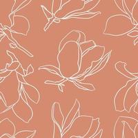 Seamless pattern with white blooming magnolia flowers. vector