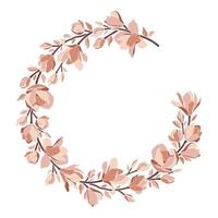 Floral frame, wreath with magnolia blooming flowers. vector