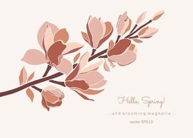 magnolia rama en pastel color paleta en beige antecedentes. vector