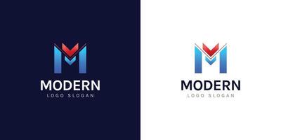 M letter logo design template with gradient color vector