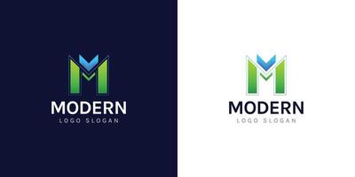 M letter logo design template with gradient color vector