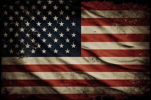 American flag in grunge style. Abstract grunge background for your design. AI Generated photo