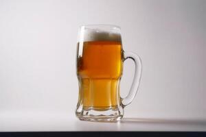 A big glass of beer on a white background created with technology. photo