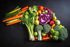 Colorful vegetables in shape of a steak created with technology. photo